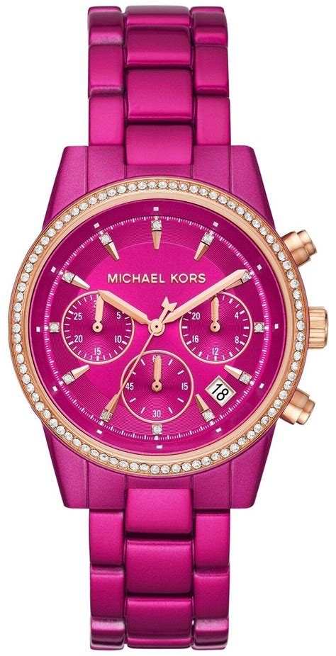 michael kors watch silver with light pink face|hot pink Michael Kors Watch.